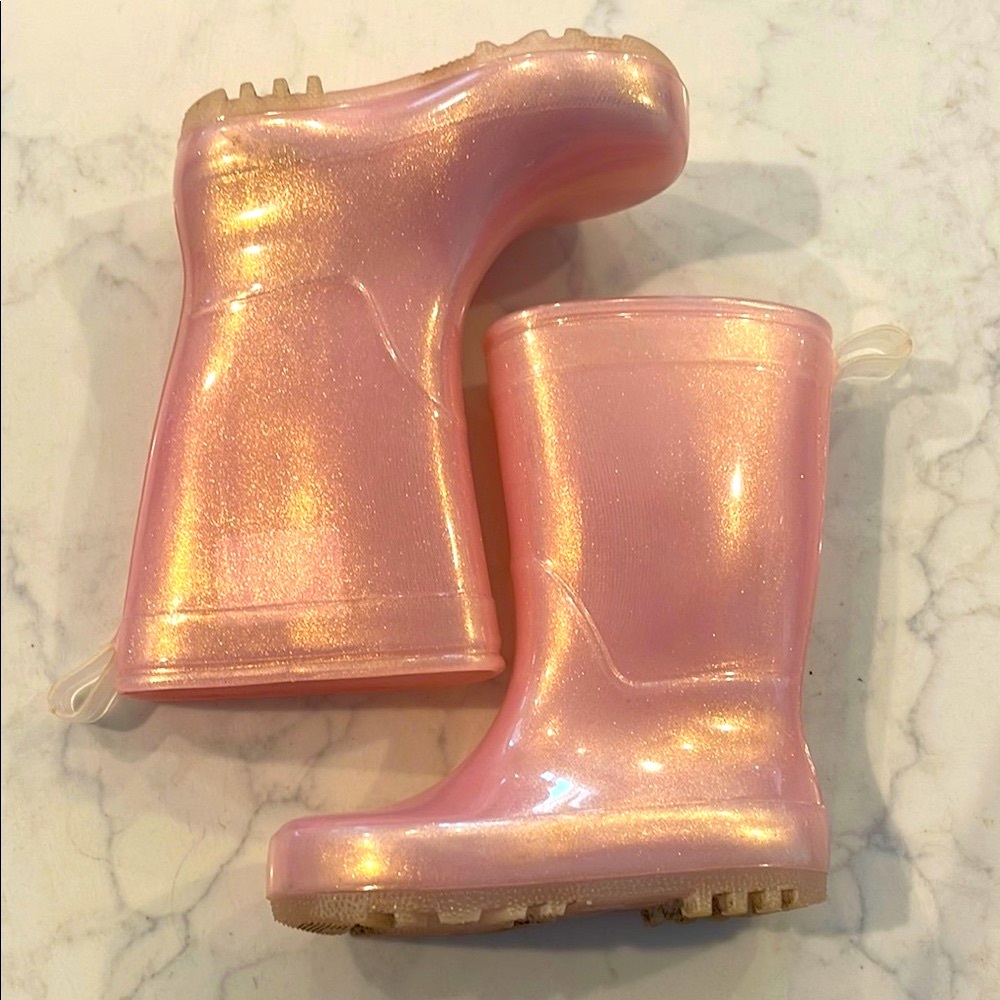 Cat & Jack Pink Toddler Glitter Pink Rain Boots
